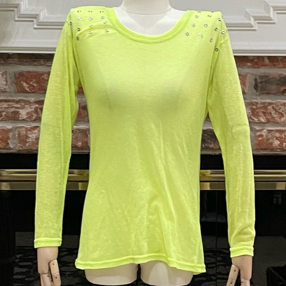 Audrey Ann neon yellow sweater with grommets / S / Excellent condition